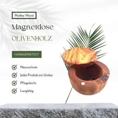 Dose mit Magnetschließsystem aus Olivenholz