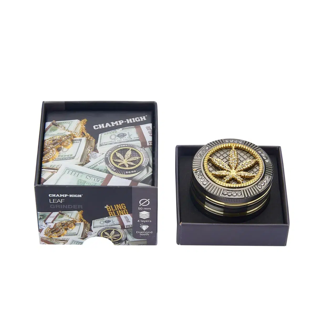 Champ High Grinder Bling Bling Leaf 4 teilig