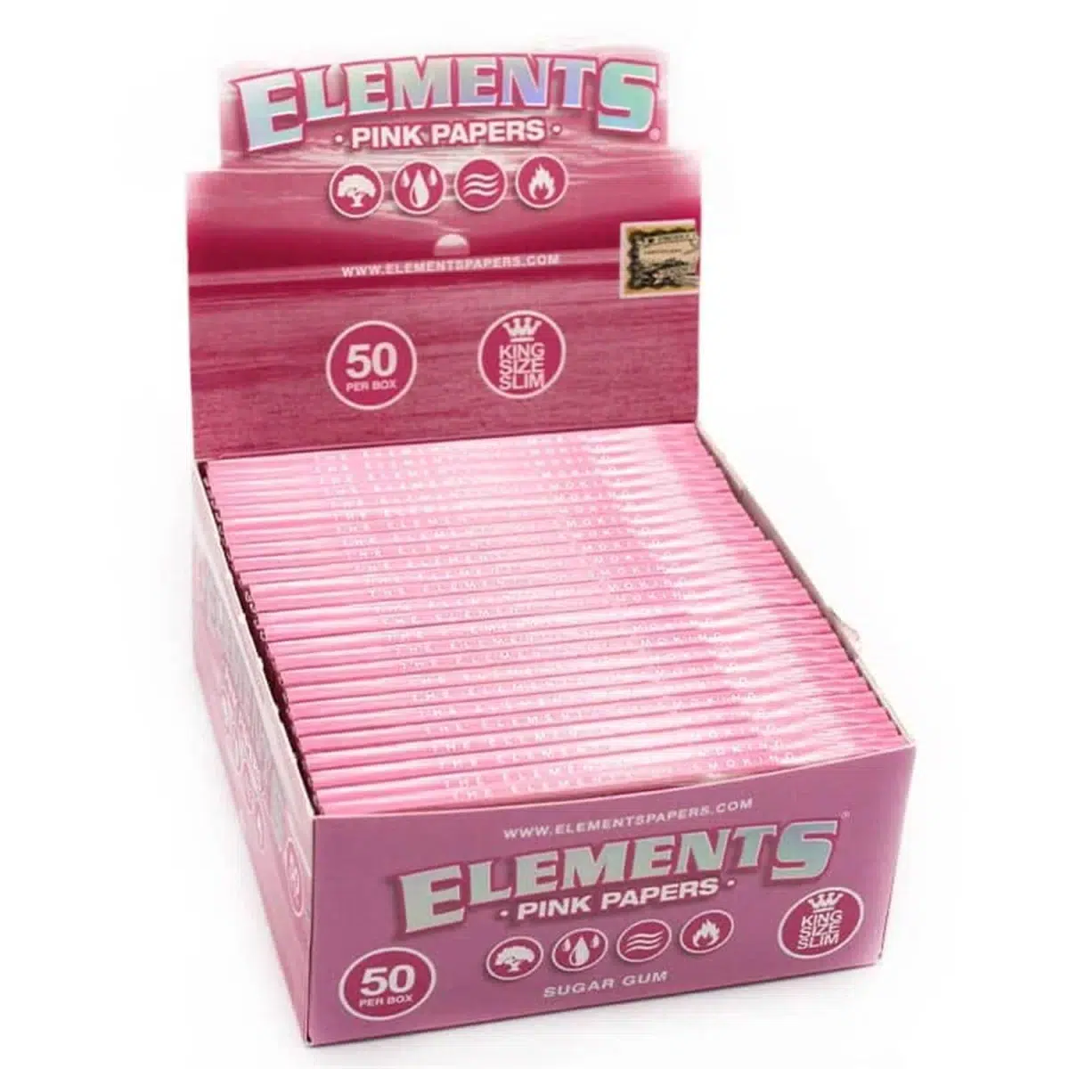 Elements Pink Papers King Size Slim Box 50 Hefte