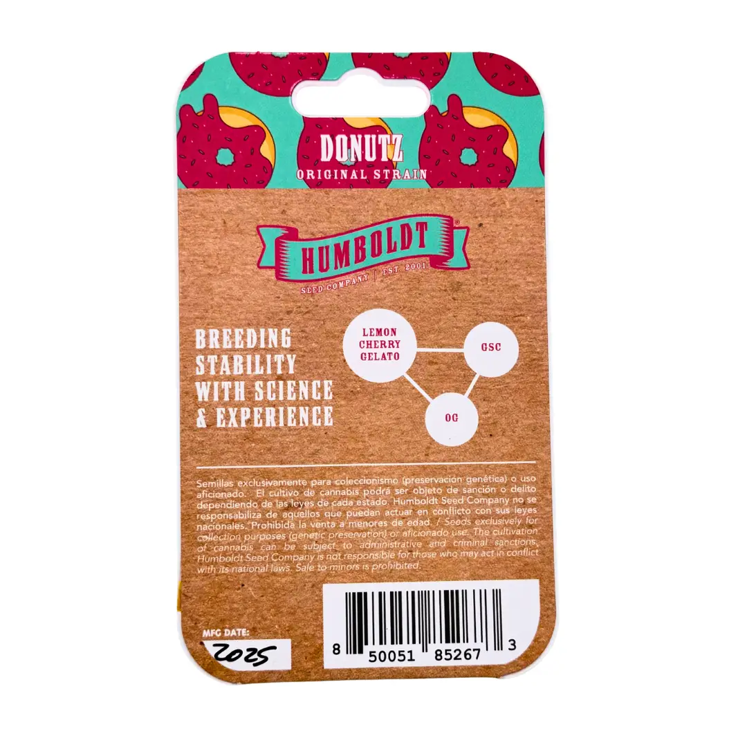 Humboldt Seed Co Donutz Verpackung hinten