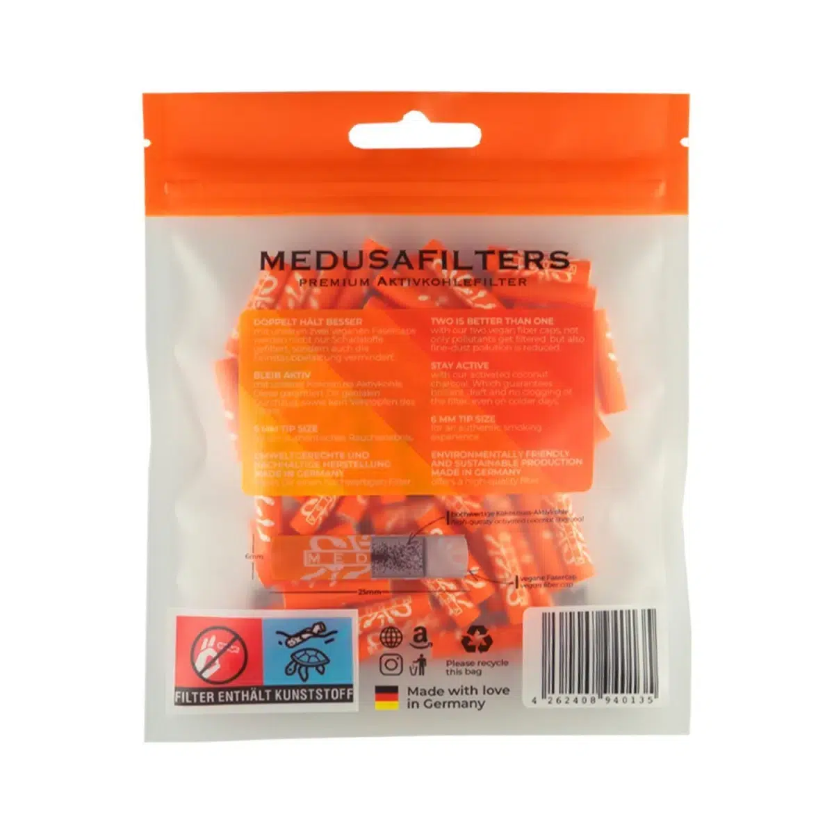 Medusafilters Aktivkohlefilter 6mm Sunset – 100 Stück 2