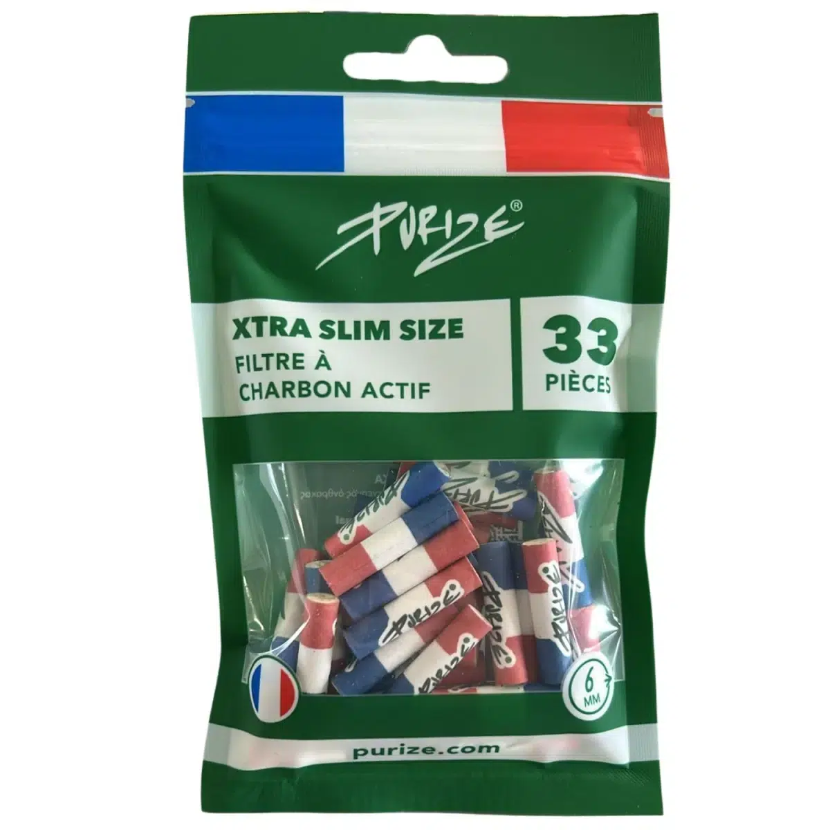 PURIZE Aktivkohlefilter XTRA Slim 6mm im Beutel France