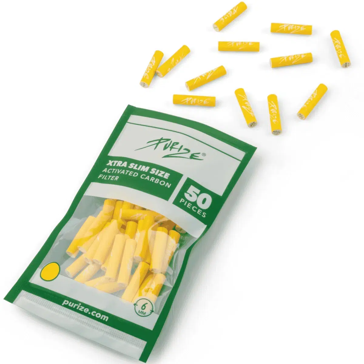 PURIZE Aktivkohlefilter XTRA Slim 6mm im Beutel Gelb