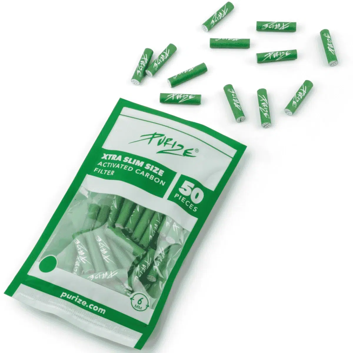 PURIZE Aktivkohlefilter XTRA Slim 6mm im Beutel Grün