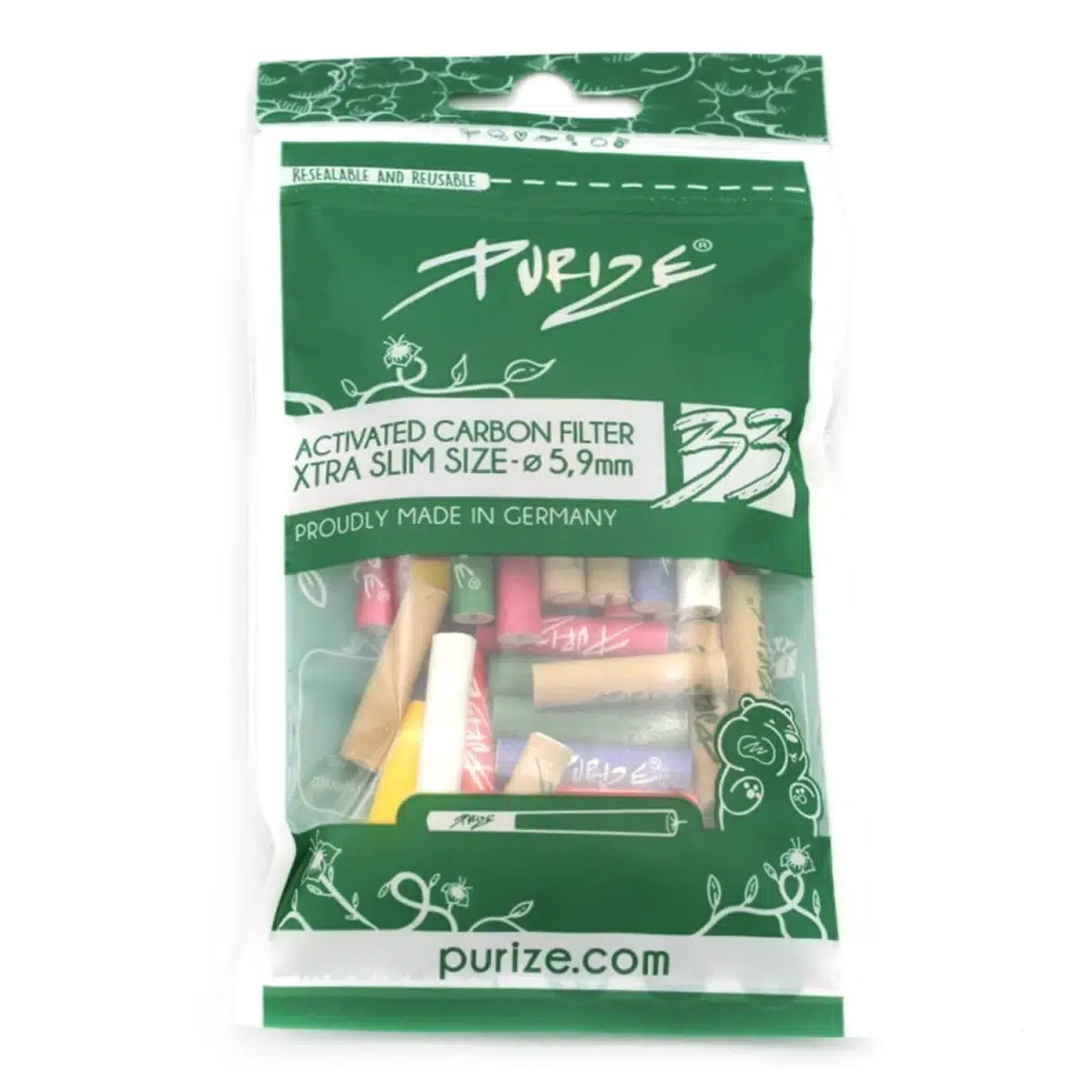 PURIZE Aktivkohlefilter XTRA Slim 6mm im Beutel Mixed 3