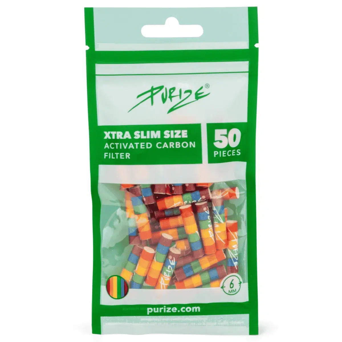 PURIZE Aktivkohlefilter XTRA Slim 6mm im Beutel Rainbow 5