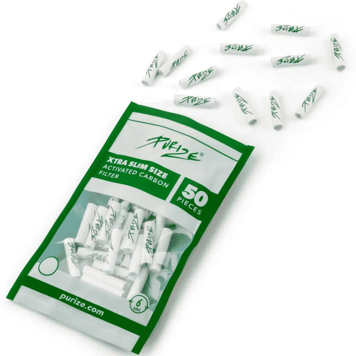 PURIZE Aktivkohlefilter XTRA Slim 6mm im Beutel Weiß