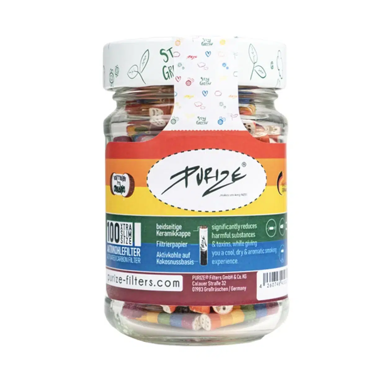 PURIZE Aktivkohlefilter XTRA Slim 6mm rainbow 2
