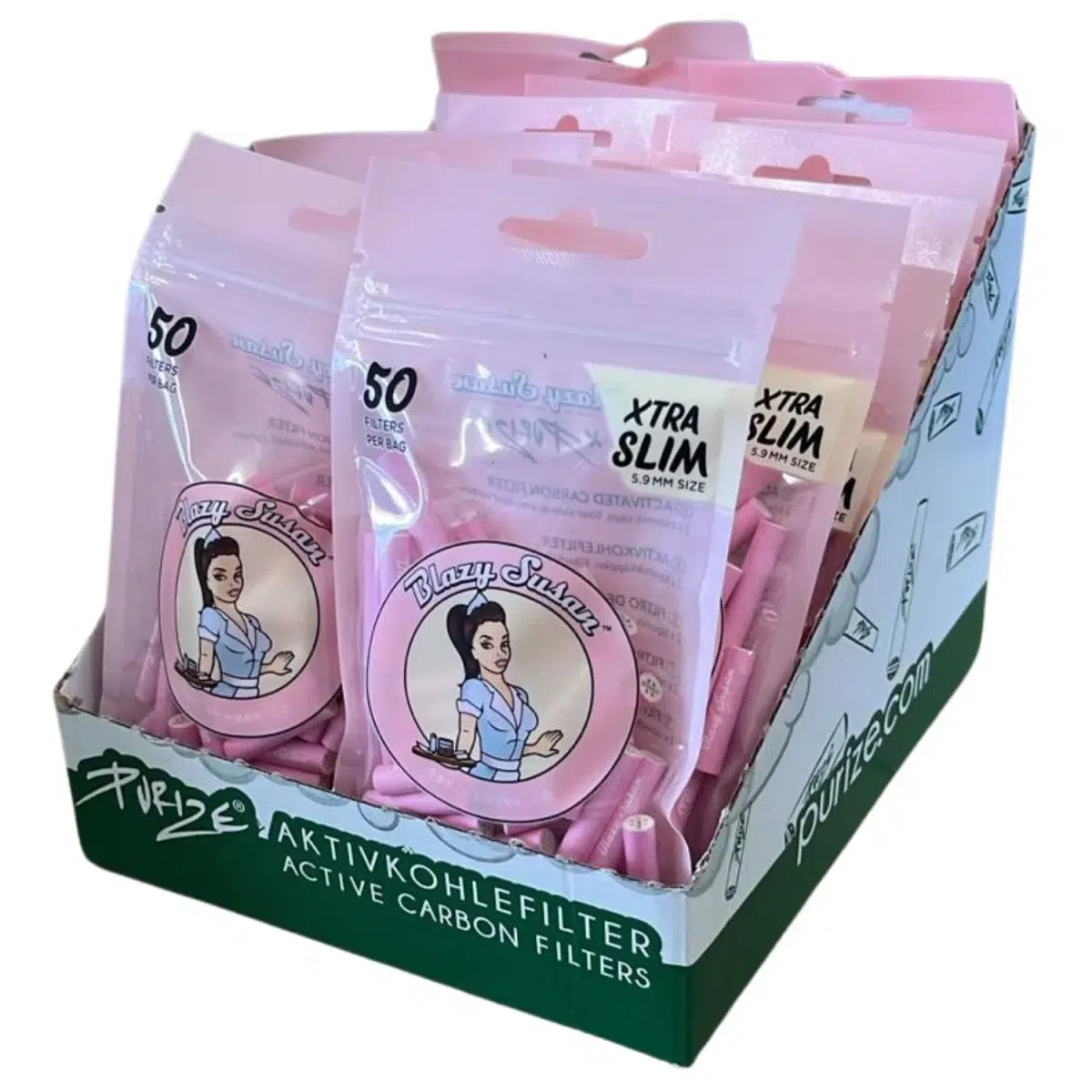 PURIZE x Blazy Susan XTRA Slim 6mm 20 Beutel mit je 50 Filter