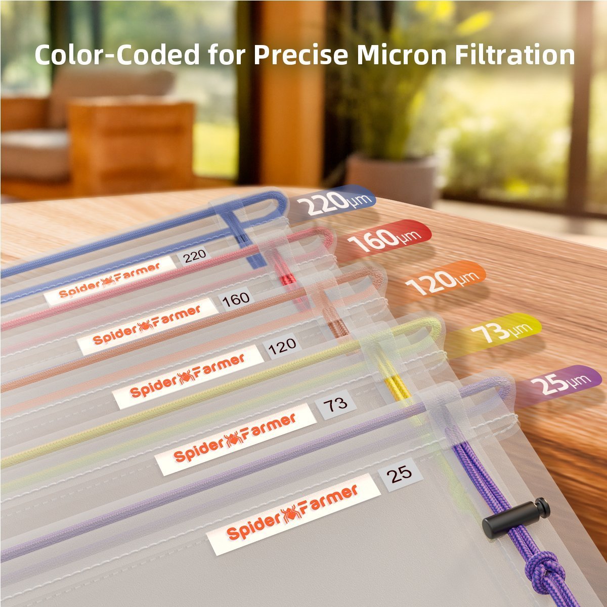 Spider Farmer 5er Pack wiederverwendbare Filterbeutel aus Netzgewebe mit je 5 Gallonen 25–220 Micron 2