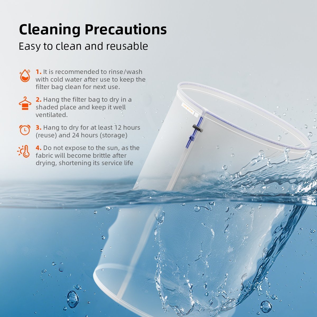 Spider Farmer 5er Pack wiederverwendbare Filterbeutel aus Netzgewebe mit je 5 Gallonen 25–220 Micron 3