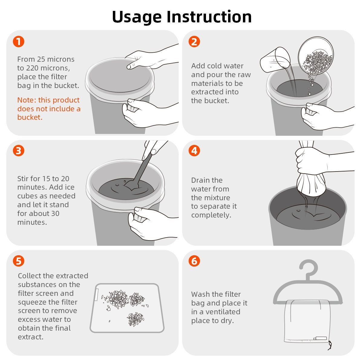 Spider Farmer 5er Pack wiederverwendbare Filterbeutel aus Netzgewebe mit je 5 Gallonen 25–220 Micron 6