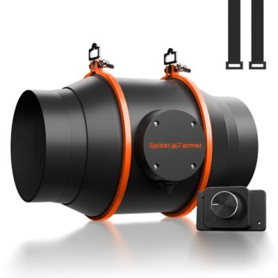 Spider Farmer 6 Zoll Inline-Kanalventilator Abluftventilator 402CFM mit Drehzahlregler (RJ12-Anschluss), GGS-Controller kompatibel