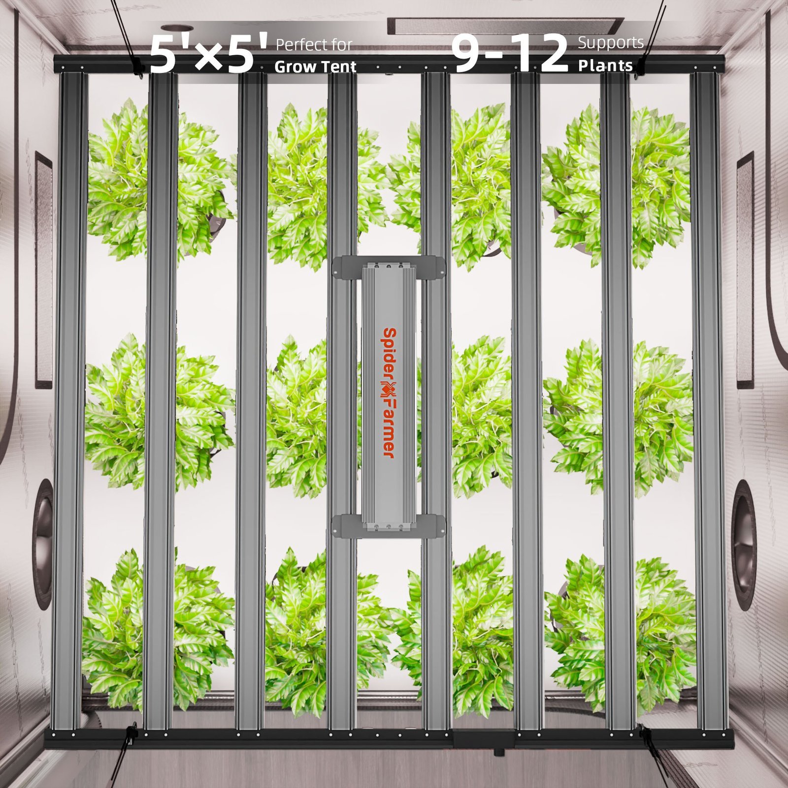Spider Farmer Automatisiertes Growbox Komplettset – 150×150×200cm für 9 Pflanzen G1000W 5
