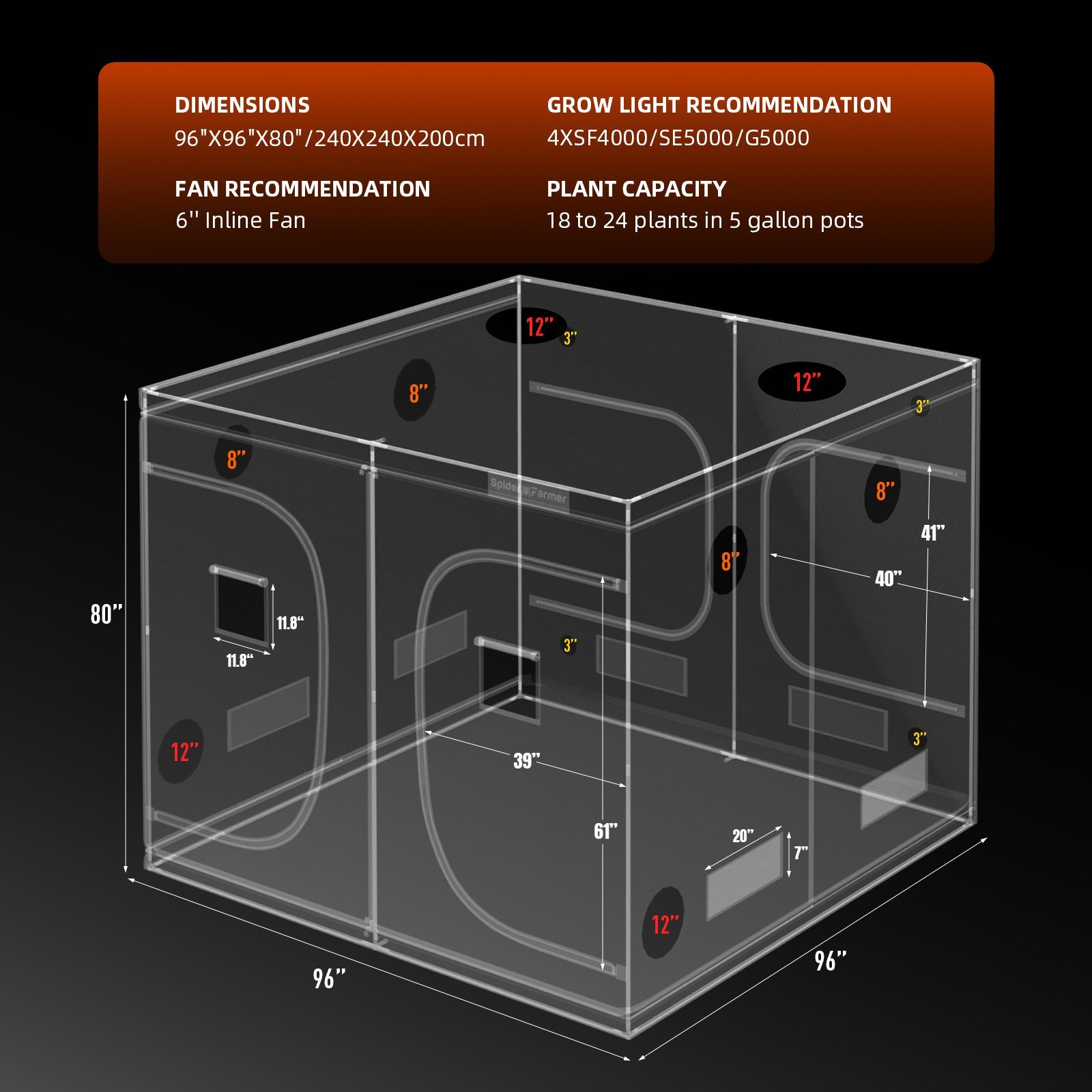 Spider Farmer Grow Box 240x240x200 cm 4