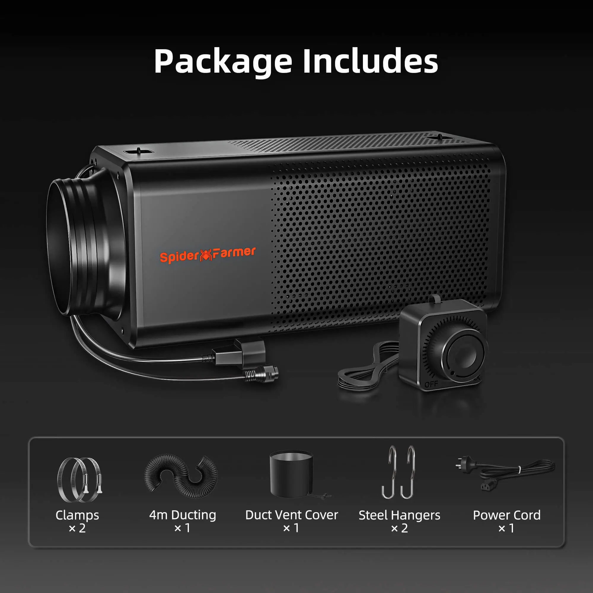 Spider Farmer 6-Zoll 2-in1 Ventilationssystem mit Knopfregler und Aktivkohlefilter – Bild 7