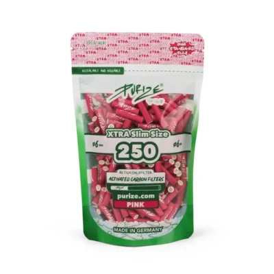 PURIZE Aktivkohlefilter XTRA Slim 6mm – Pink, 250 Stück