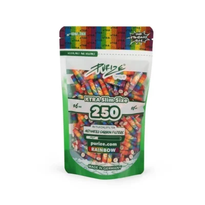 PURIZE Aktivkohlefilter XTRA Slim 6mm – Rainbow, 250 Stück