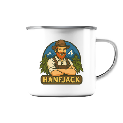 Hanfjack Logo – Emaille Tasse (Silber)