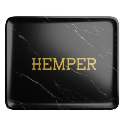 HEMPER Luxe Black Marble Rolling Tray – Large