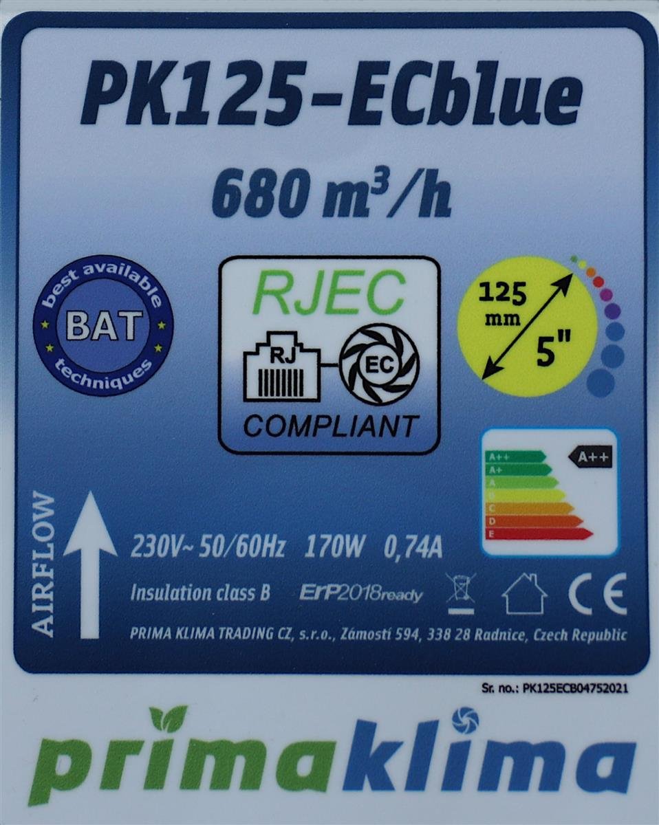Prima Klima PK125ECblue 0-680 m³/h Ø125mm RJ45 – Bild 2
