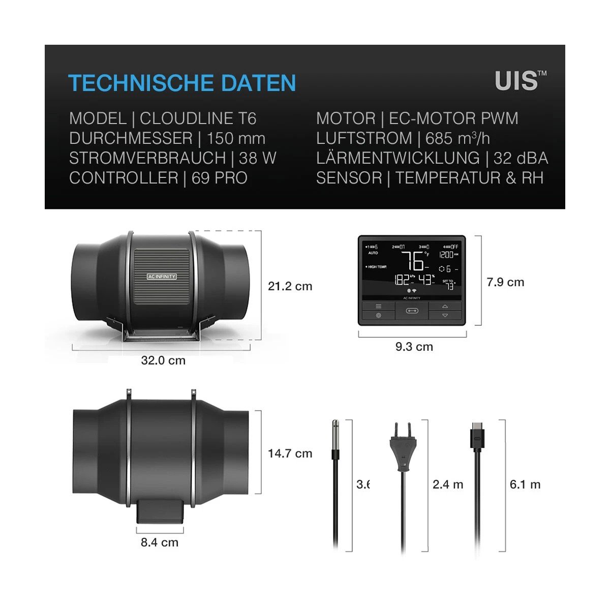 AC Infinity CLOUDLINE Pro T6 150 mm – Bild 2