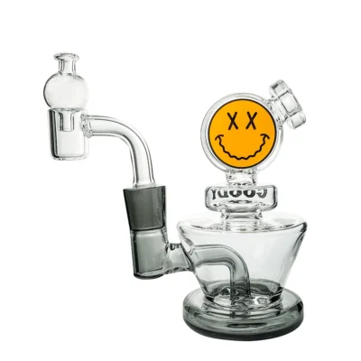 Goody Glass Big Face Mini Dab-Rig Set (4-teilig) – Transparent Schwarz